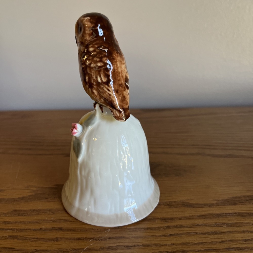 Vintage Price Products Porcelain Bell Owl Rose Made In Taiwan Glossy Finish MCM‎ - Picture 2 of 9